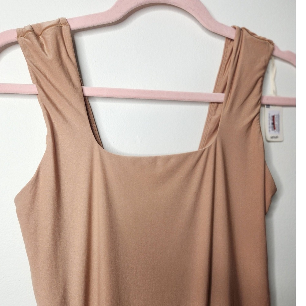 Aerie Smoothez Square Neck Tank Bodysuit Taupe Neutral Size L NWT Basics‎ Staple - Picture 2 of 6